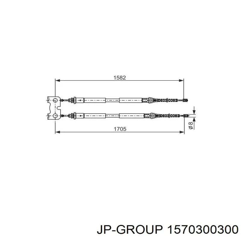 1570300300 JP Group cable de freno de mano trasero derecho/izquierdo