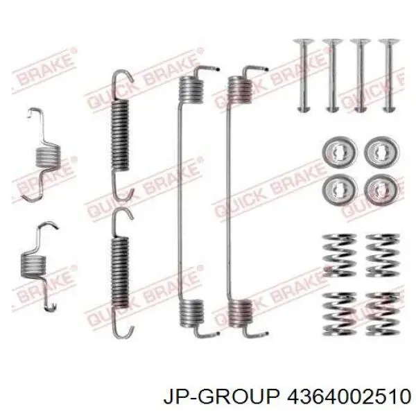 4364002510 JP Group kit de montaje, zapatas de freno traseras