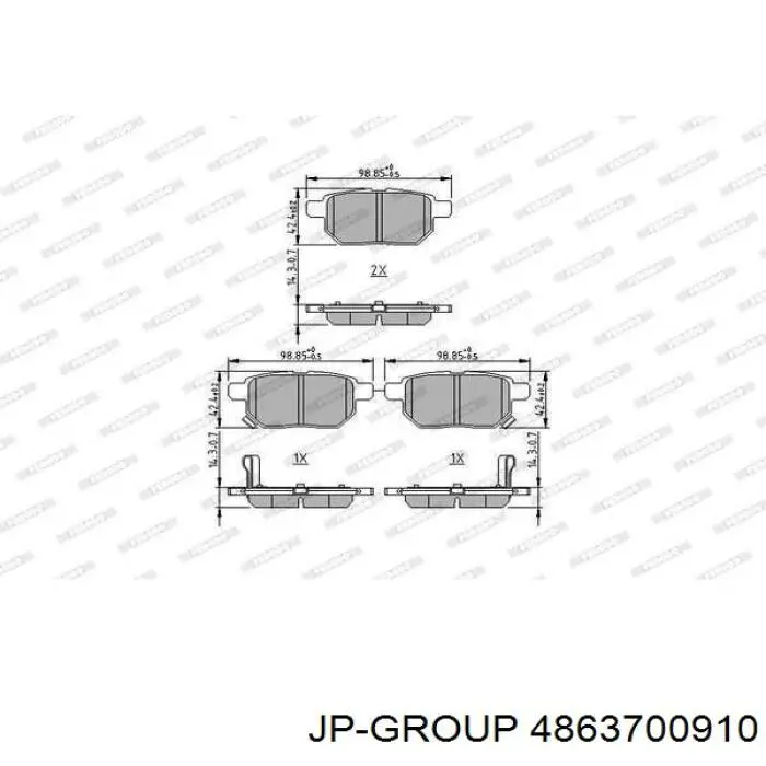 4863700910 JP Group pastillas de freno traseras