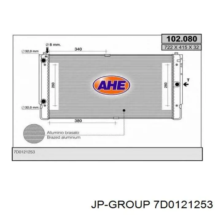 7D0121253 JP Group radiador refrigeración del motor