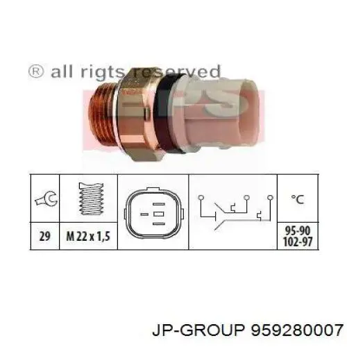 Sensor, temperatura del refrigerante (encendido el ventilador del radiador) Volkswagen Passat 3A5, 351, 315