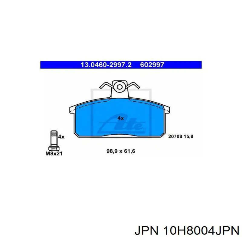 10H8004JPN JPN pastillas de freno delanteras