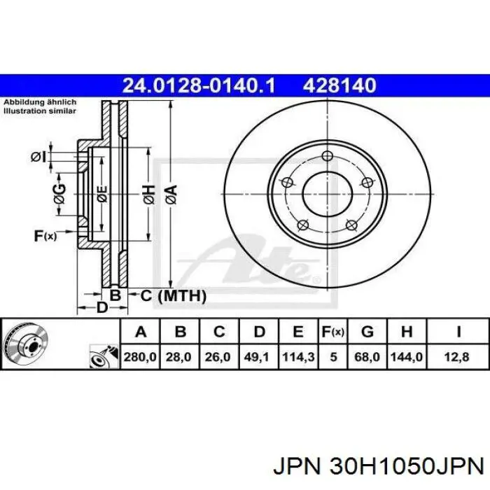 30H1050-JPN JPN freno de disco delantero