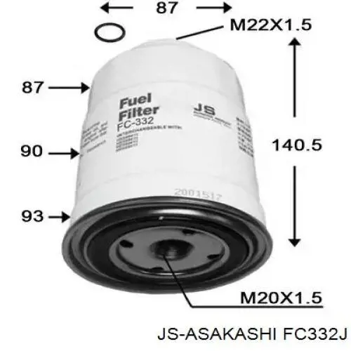 FC332J JS Asakashi filtro combustible