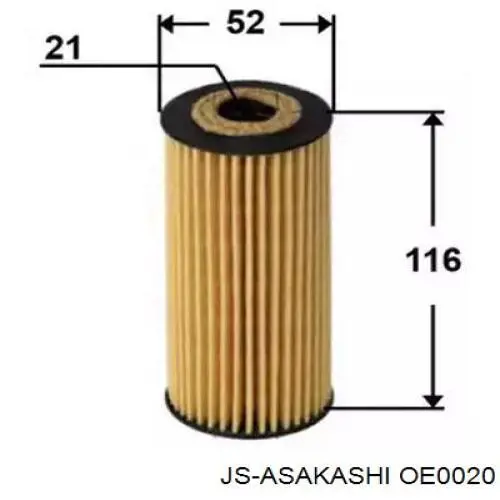 OE0020 JS Asakashi filtro de aceite