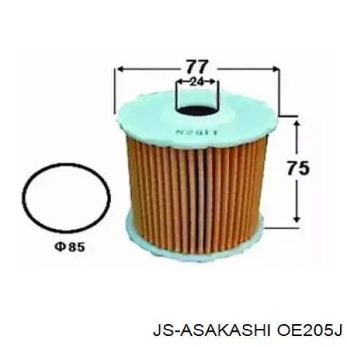 OE205J JS Asakashi filtro de aceite