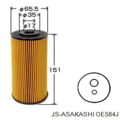 OE584J JS Asakashi filtro de aceite