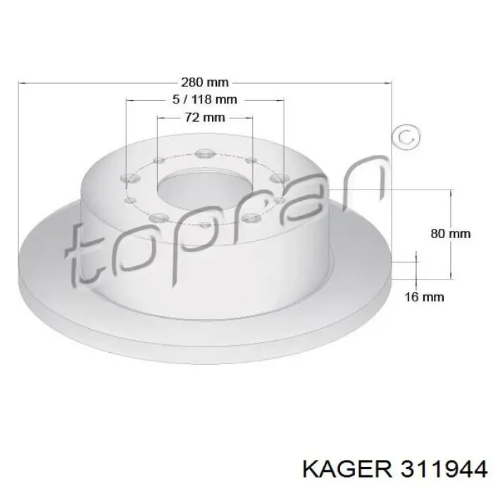 31-1944 Kager radiador refrigeración del motor