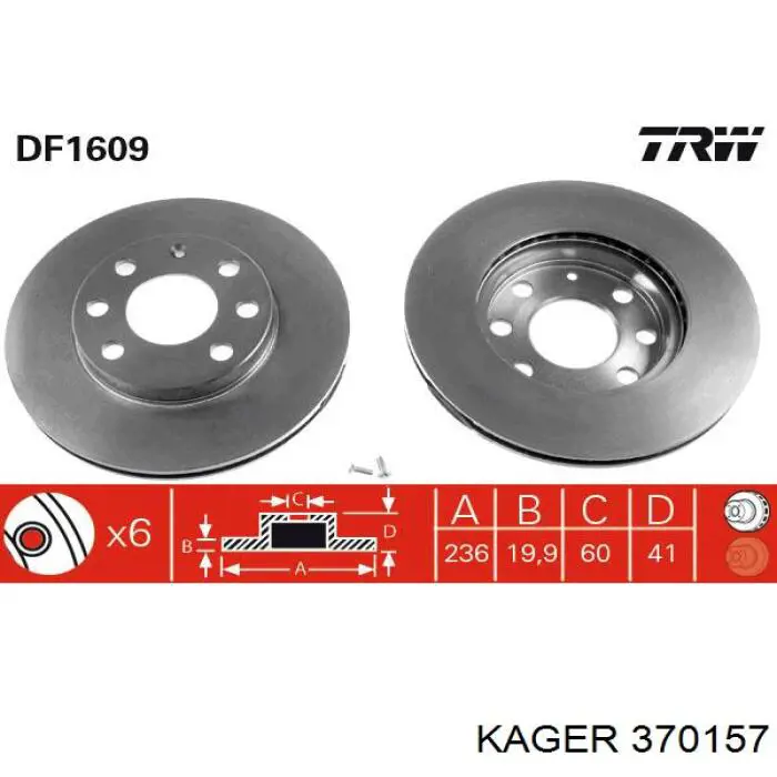 Freno de disco delantero Opel Astra 51, 52, F35, M35
