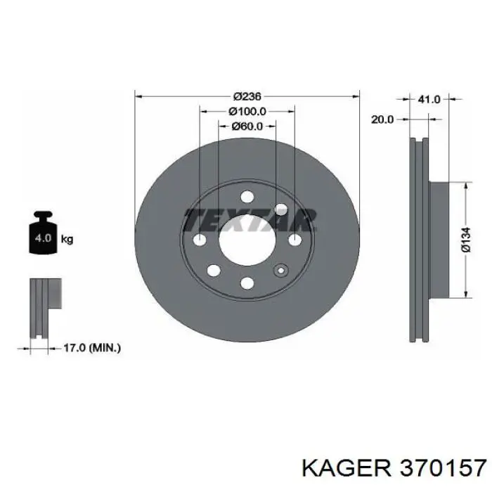 Freno de disco delantero Opel Astra 51, 52, F35, M35