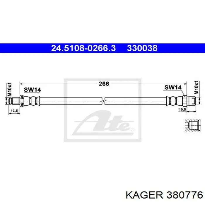 38-0776 Kager latiguillo de freno delantero