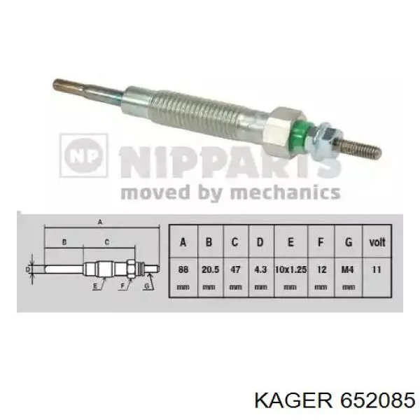 Bujía de incandescencia Nissan Sunny 2 B12