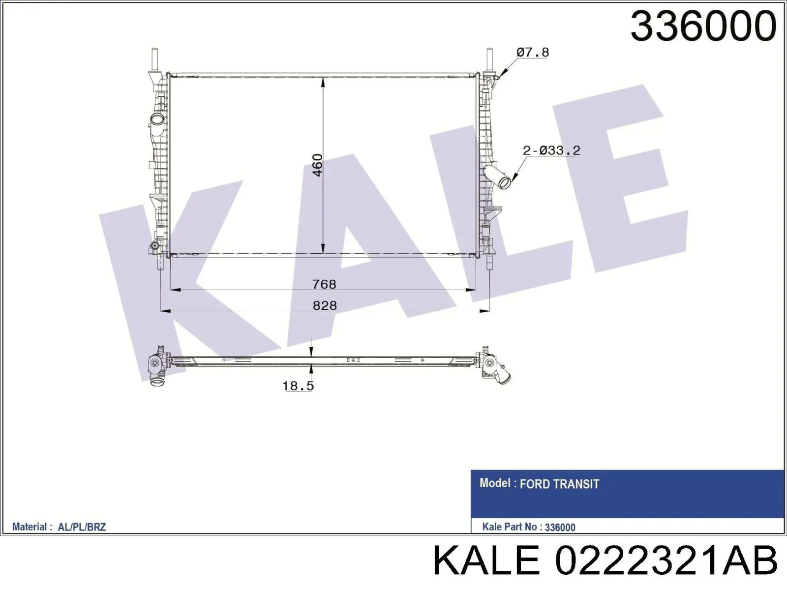 0222321AB Kale radiador refrigeración del motor