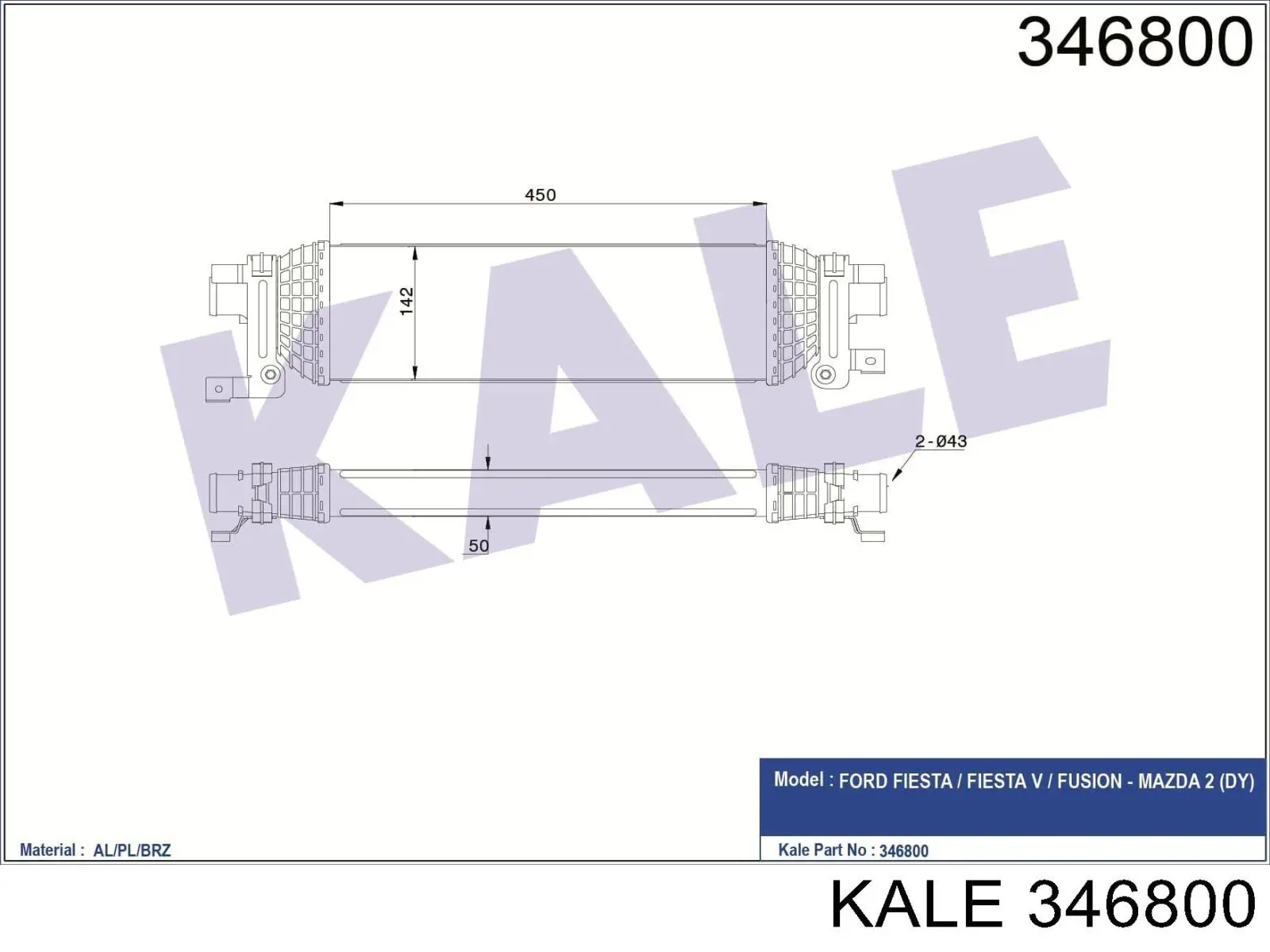 346800 Kale radiador de aire de admisión