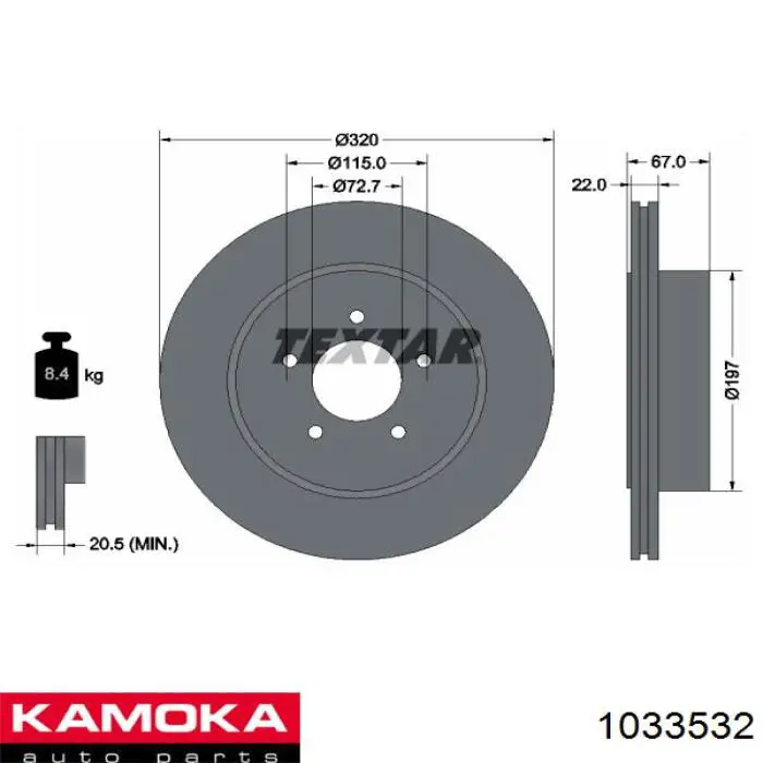 1033532 Kamoka disco de freno trasero