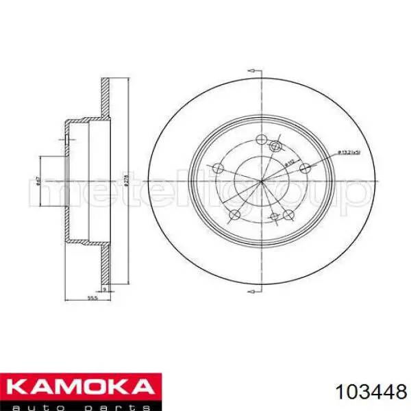 Disco de freno trasero 103448 Kamoka