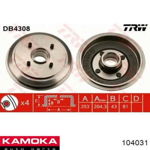 104031 Kamoka freno de tambor trasero