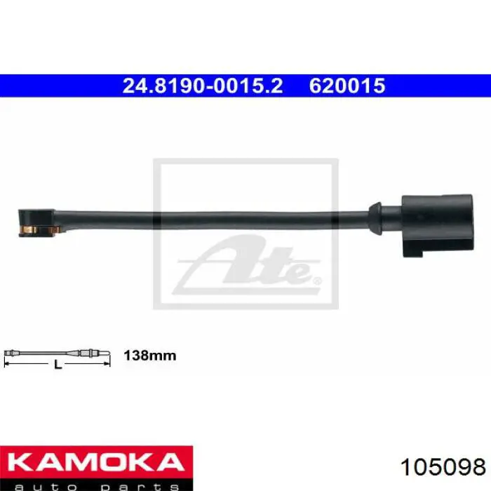 105098 Kamoka contacto de aviso, desgaste de los frenos, trasero