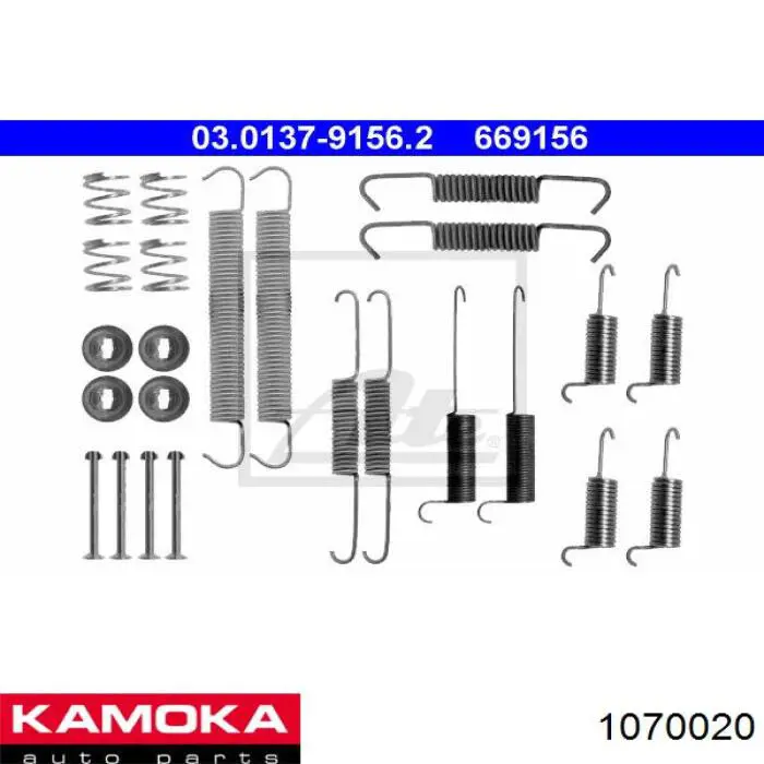 1070020 Kamoka kit de montaje, zapatas de freno traseras