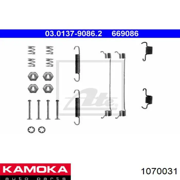 1070031 Kamoka kit de montaje, zapatas de freno traseras