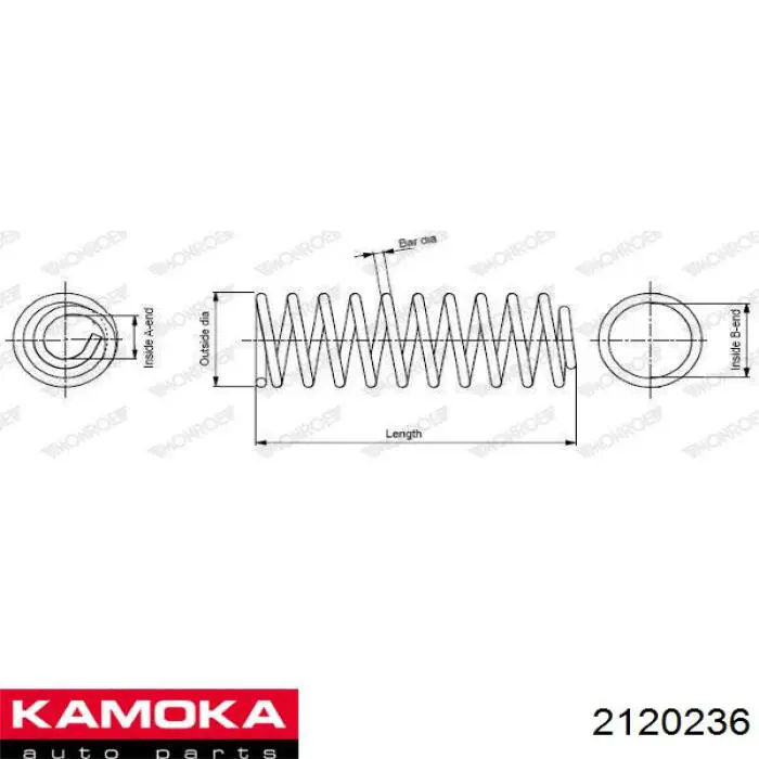 Muelle de suspensión trasero Kamoka 2120236 precio, desde 24,47 EUR