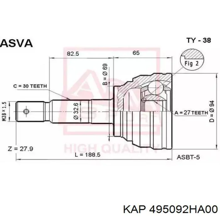Fuelle de palier delantero exterior 495092HA00 Hyundai/Kia