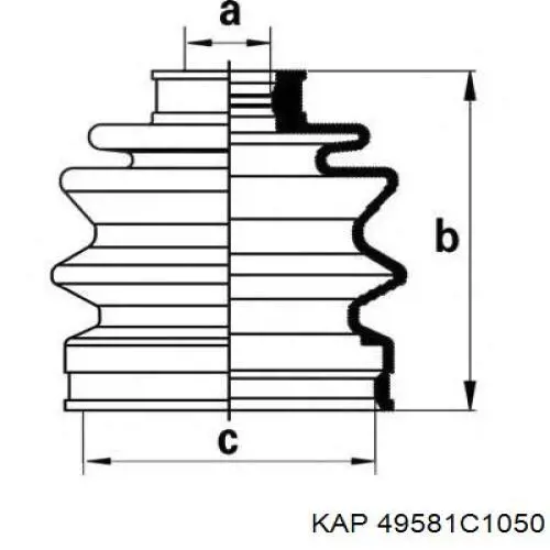 49581C1050 KAP fuelle, árbol de transmisión exterior derecho