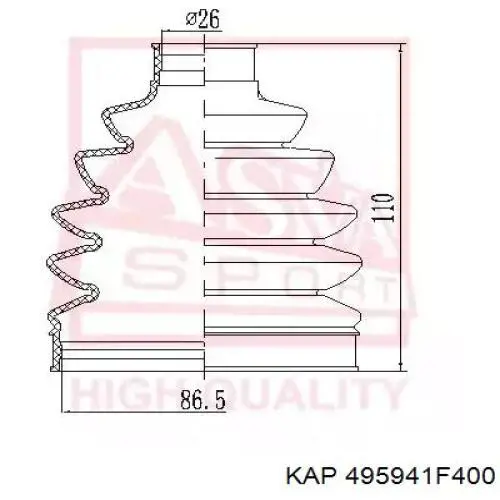 495941F400 KAP fuelle, árbol de transmisión delantero exterior