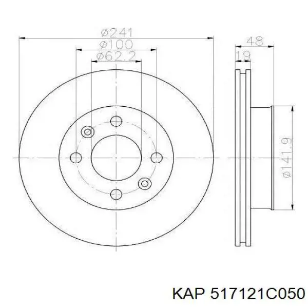 517121C050 KAP freno de disco delantero