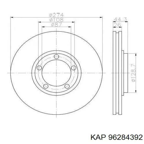Freno de disco delantero Chevrolet Spark (Matiz) M200, M250