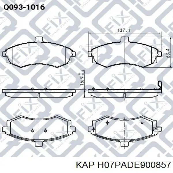 H07PADE900857 KAP pastillas de freno delanteras