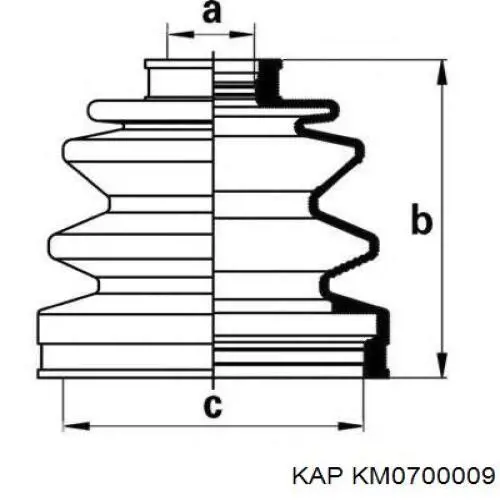 KM0700009 KAP fuelle, árbol de transmisión delantero interior