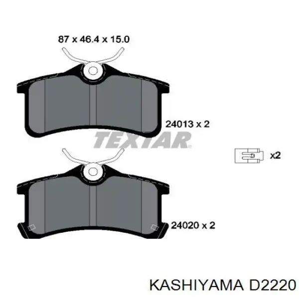 D2220 Kashiyama pastillas de freno traseras