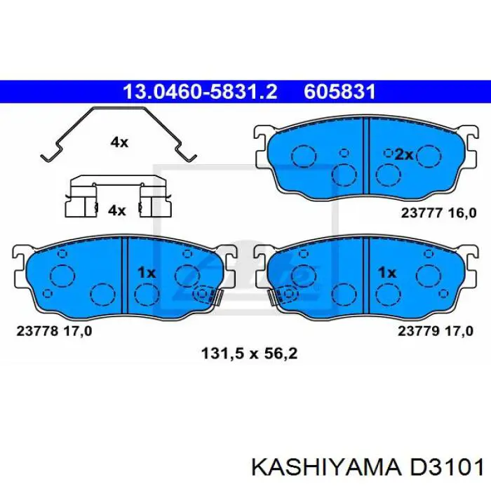 D3101 Kashiyama pastillas de freno delanteras