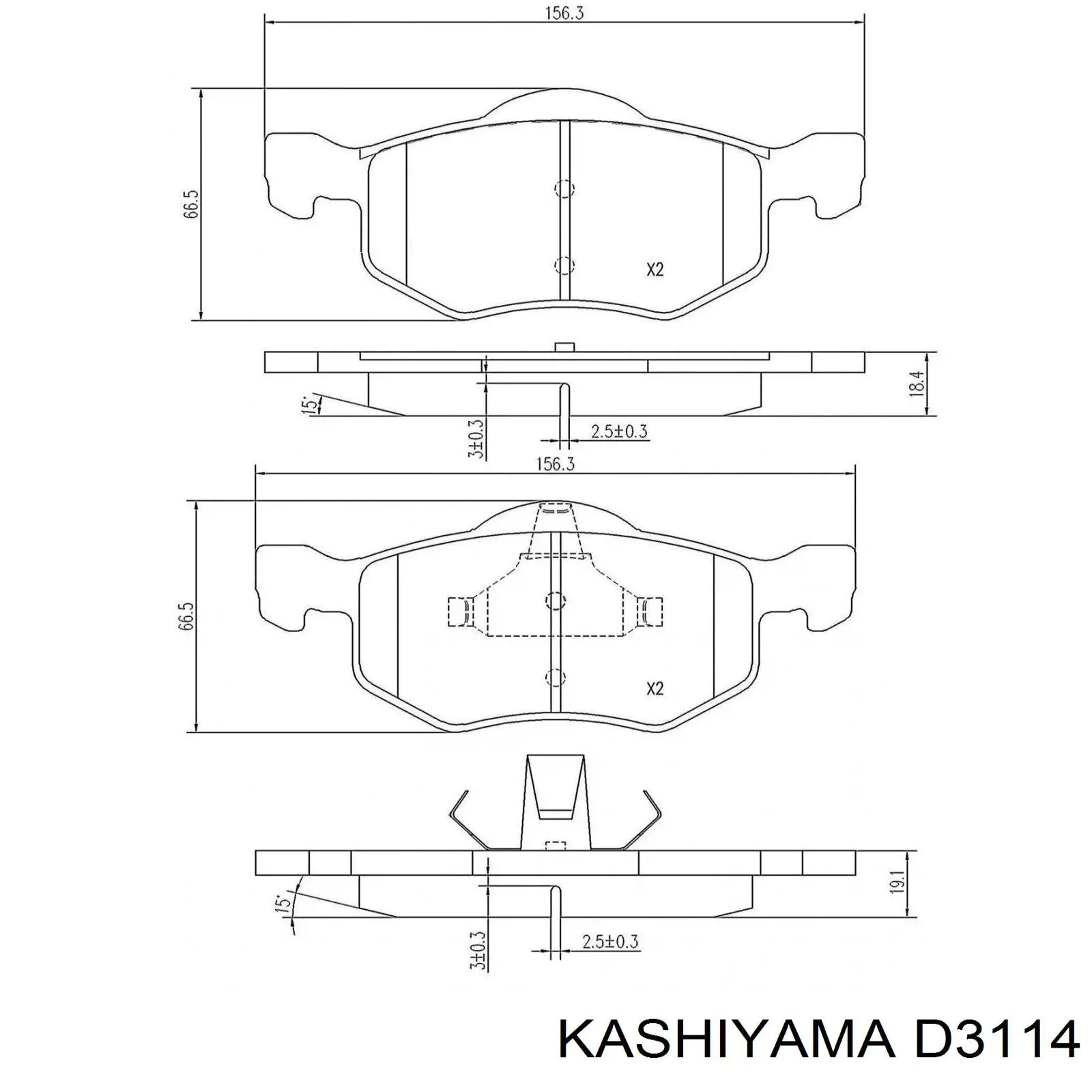 D3114 Kashiyama pastillas de freno delanteras