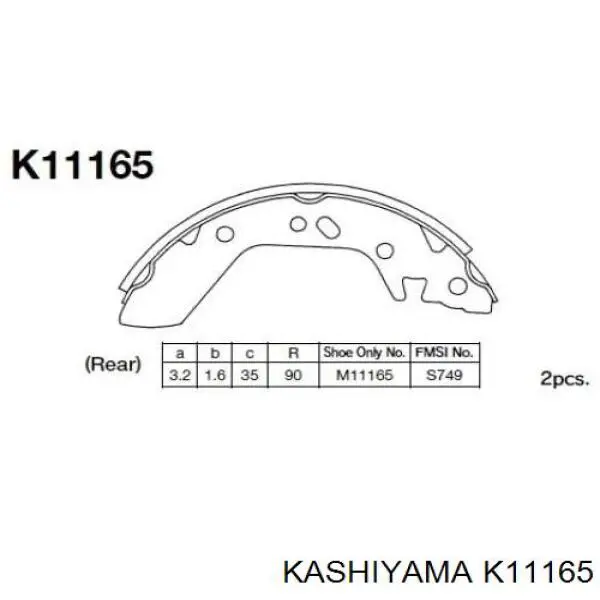 K11165 Kashiyama zapatas de frenos de tambor traseras