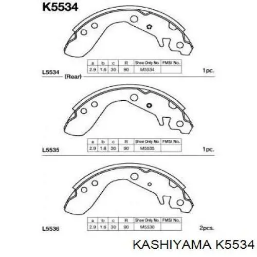 K5534 Kashiyama zapatas de frenos de tambor traseras