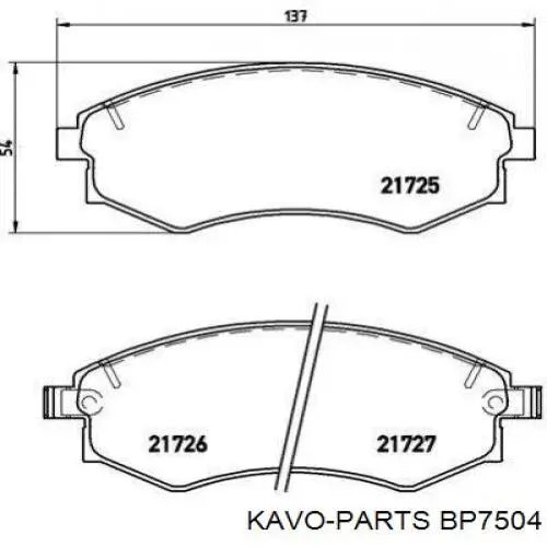 BP7504 Kavo Parts pastillas de freno delanteras