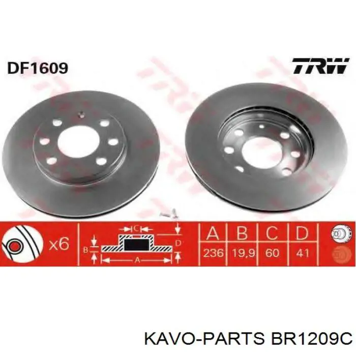 Frenos delanteros Kavo Parts BR1209C precio, desde 24,55 EUR