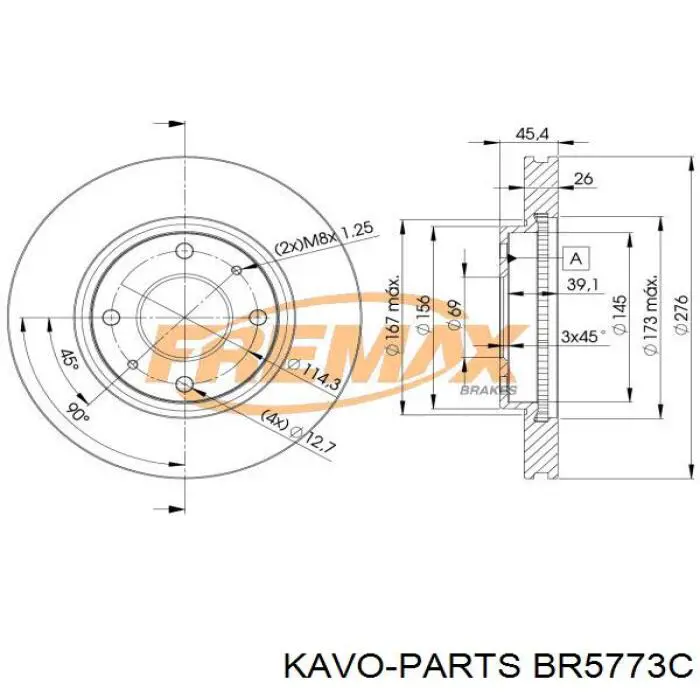 BR-5773-C Kavo Parts disco de freno delantero