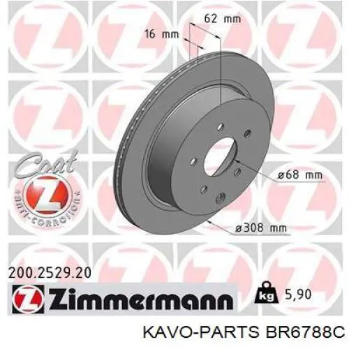 BR-6788-C Kavo Parts disco de freno trasero