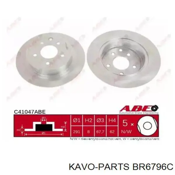 BR-6796-C Kavo Parts disco de freno trasero