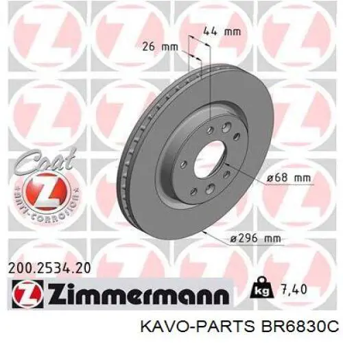 BR6830C Kavo Parts disco de freno delantero