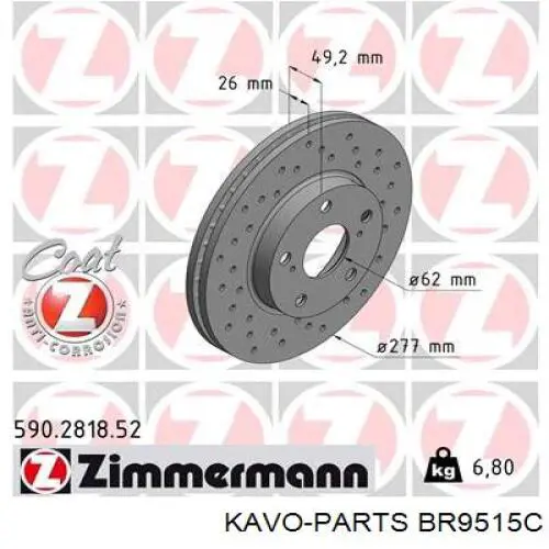 BR-9515-C Kavo Parts freno de disco delantero