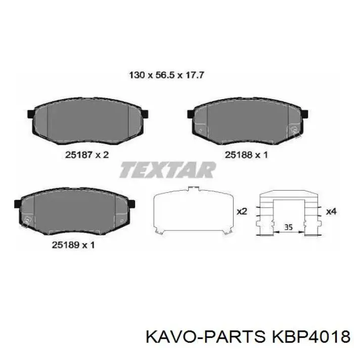 Comprar KBP4018 Kavo Parts Pastillas delanteras de freno