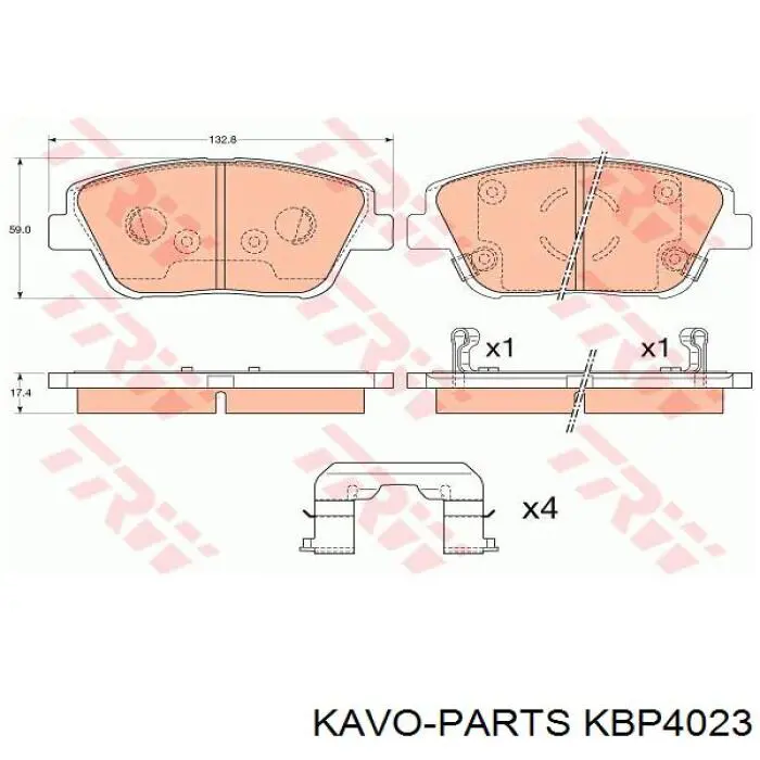 KBP4023 Kavo Parts Pastillas delanteras