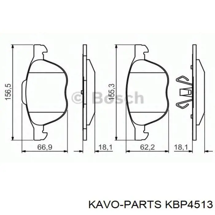 Pastillas de freno delanteras Kavo Parts KBP4513