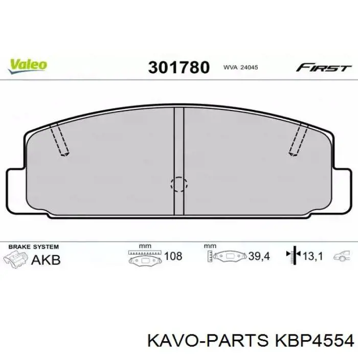 KBP4554 Kavo Parts pastillas de freno traseras