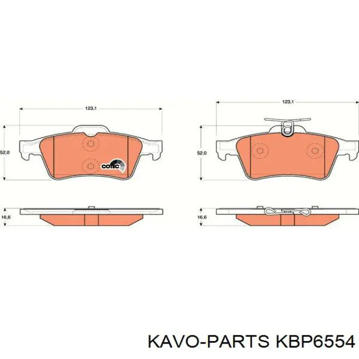 KBP-6554 Kavo Parts pastillas de freno traseras