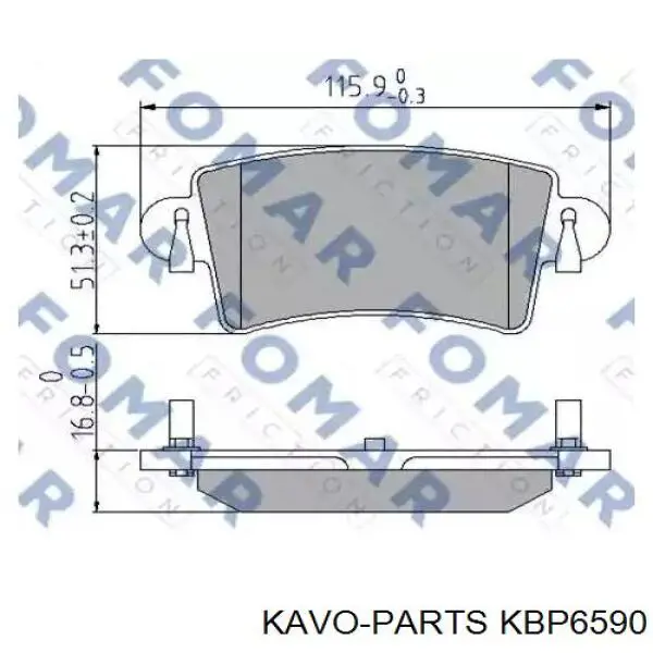 Pastillas de freno traseras KBP6590 Kavo Parts